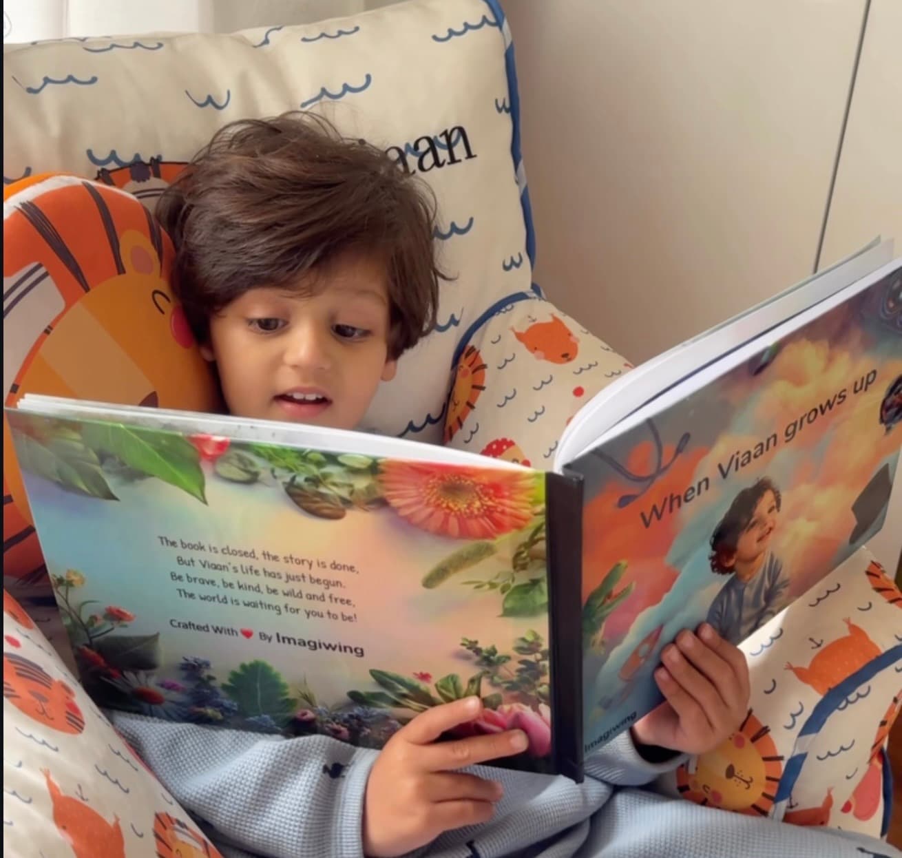 A personalised page spread from the book